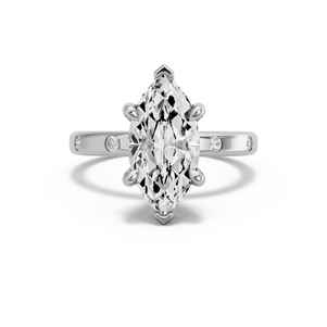 Image for Marquise Six Prong Ring with Sleek Accent band in 950 Platinum
