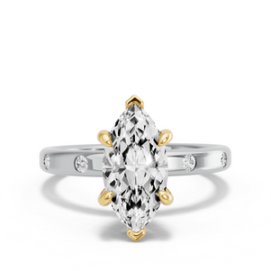 Image for Marquise Six Prong Ring with Sleek Accent band