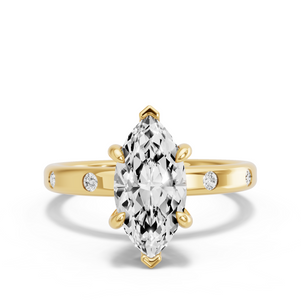 Image for Marquise Six Prong Ring with Sleek Accent band