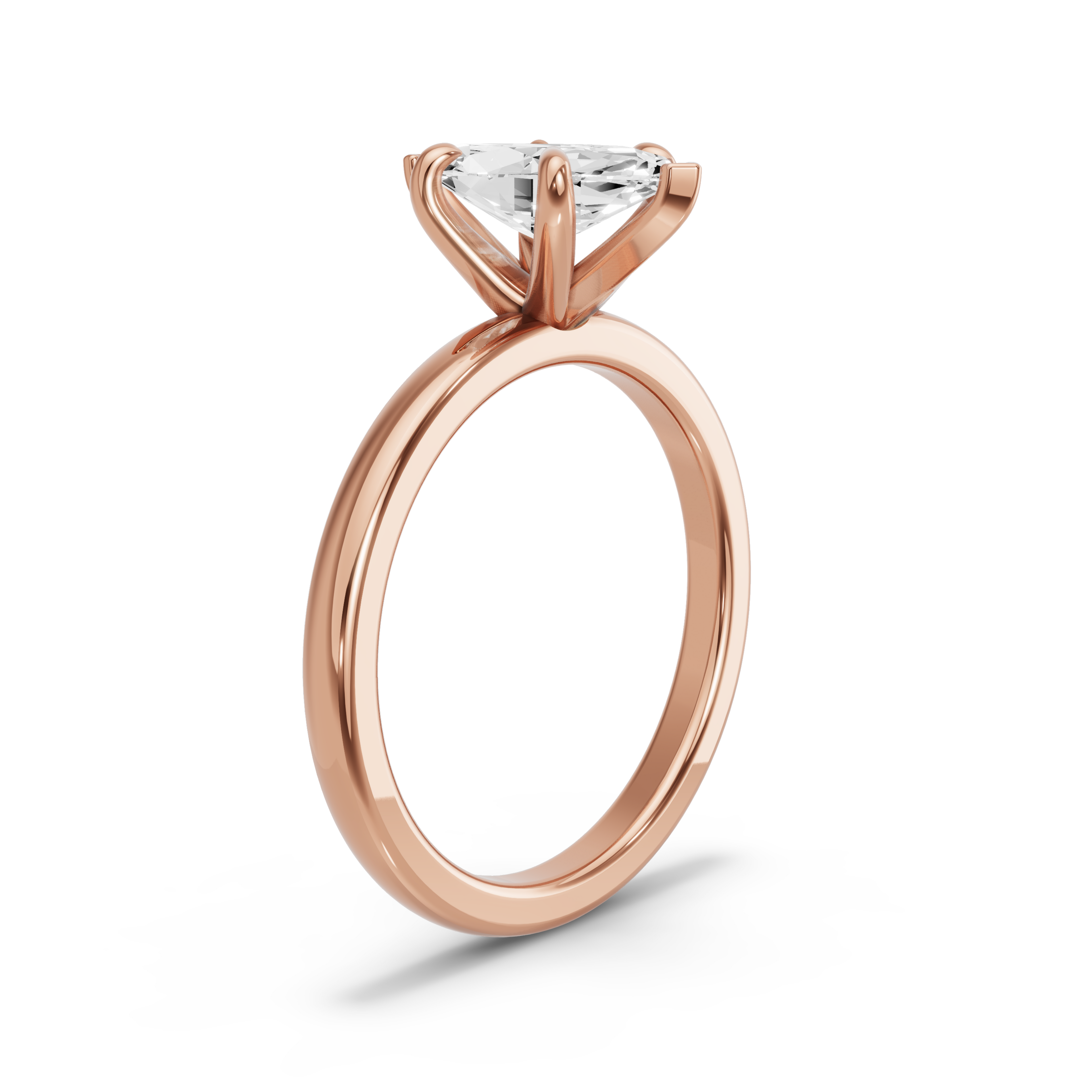 Image for Marquise Six Prong Ring with Solitaire band in 10K Rose Gold