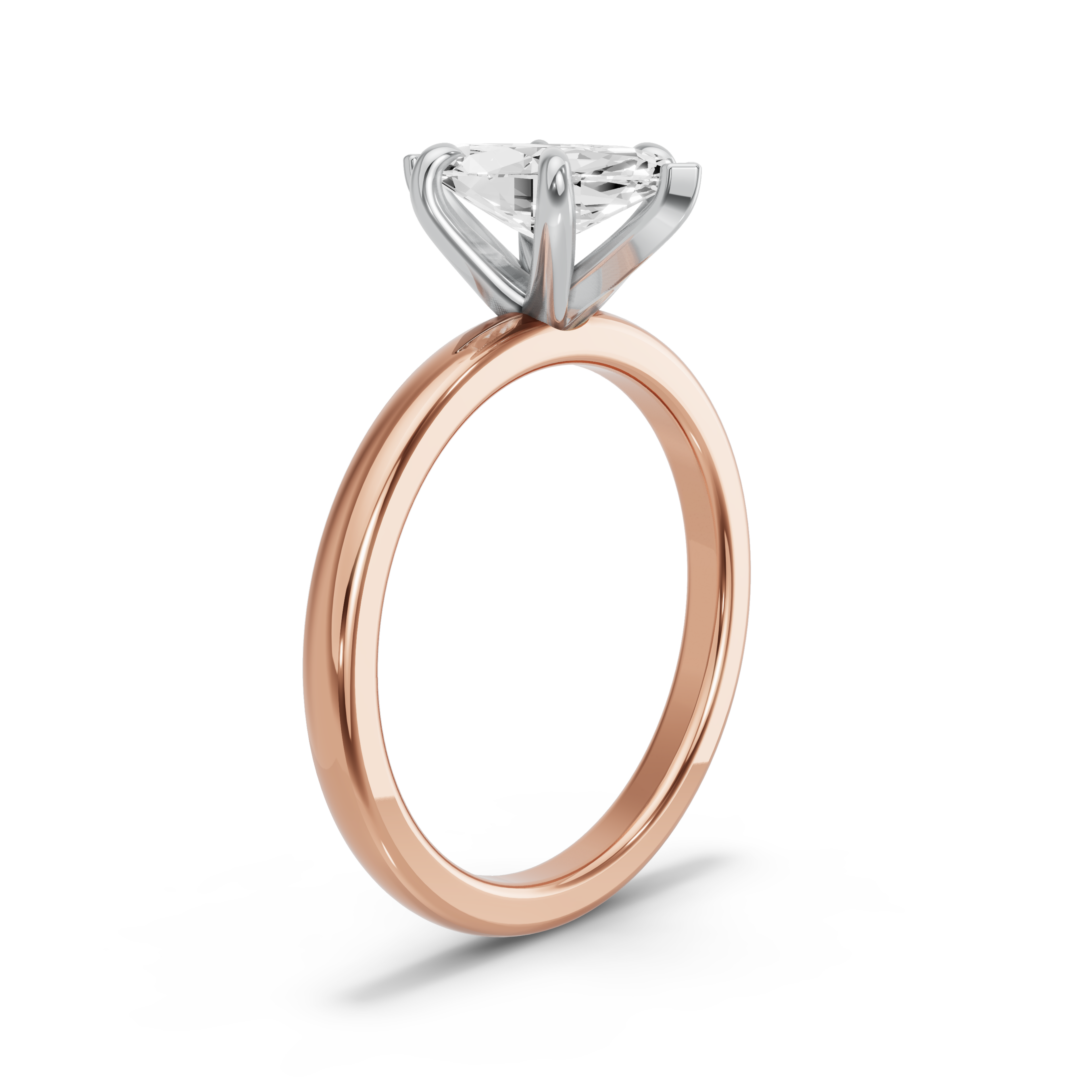 Image for Marquise Six Prong Ring with Solitaire band in 18K Two Tone Rose Gold