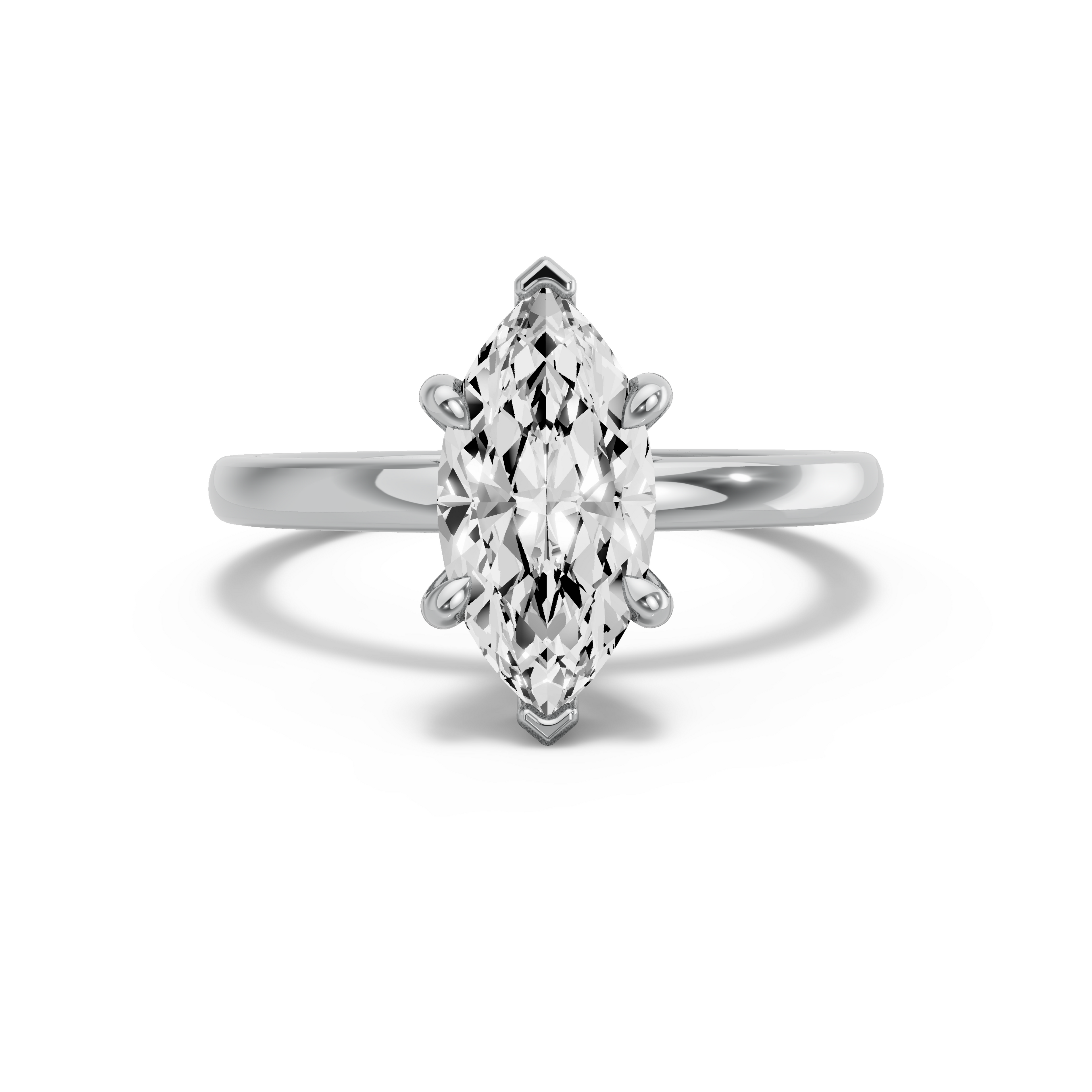 Image for Marquise Six Prong Ring with Solitaire band in 10K White Gold