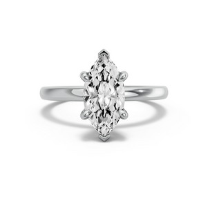 Image for Marquise Six Prong Ring with Solitaire band in 18K White Gold