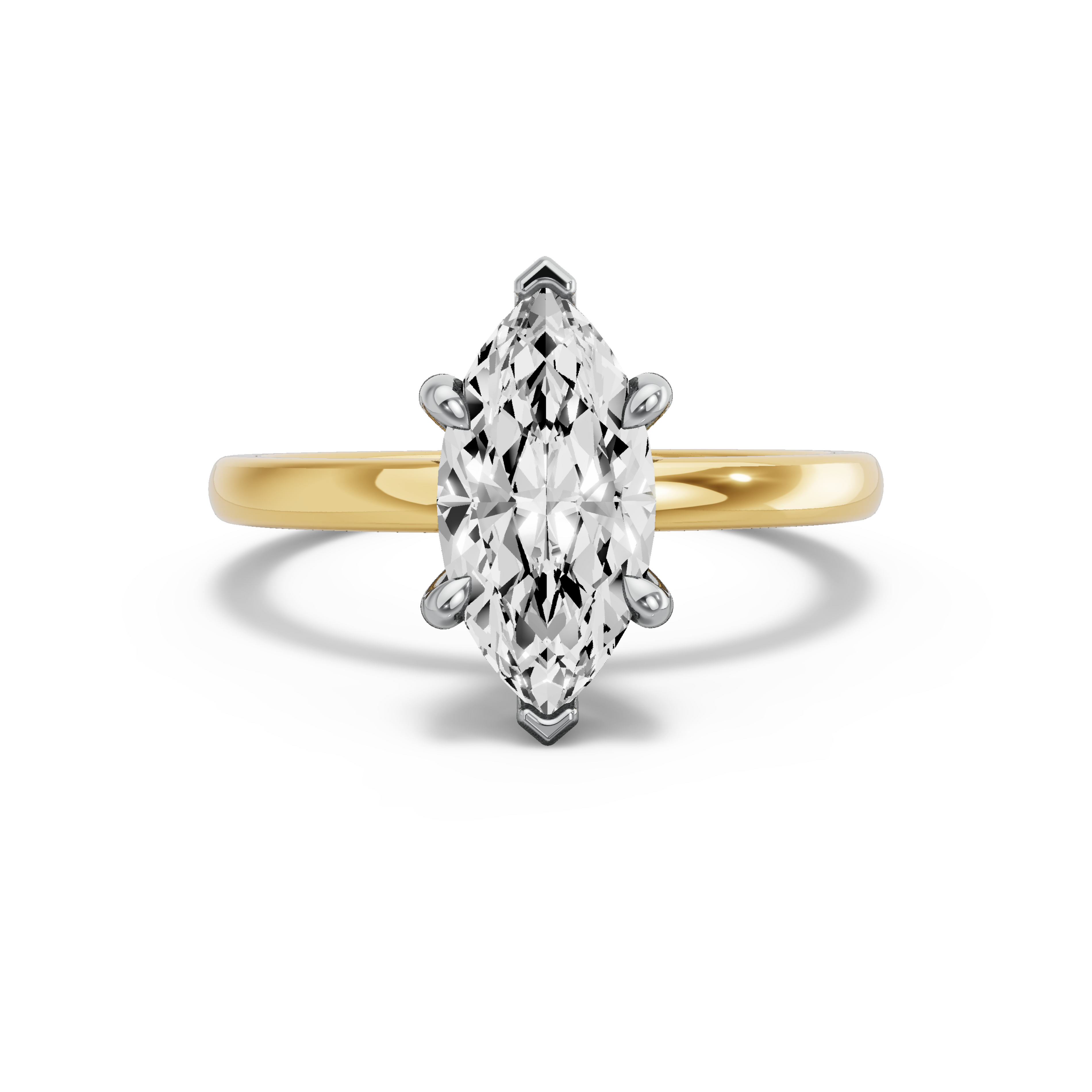 Image for Marquise Six Prong Ring with Solitaire band in 18K Two Tone Yellow Gold