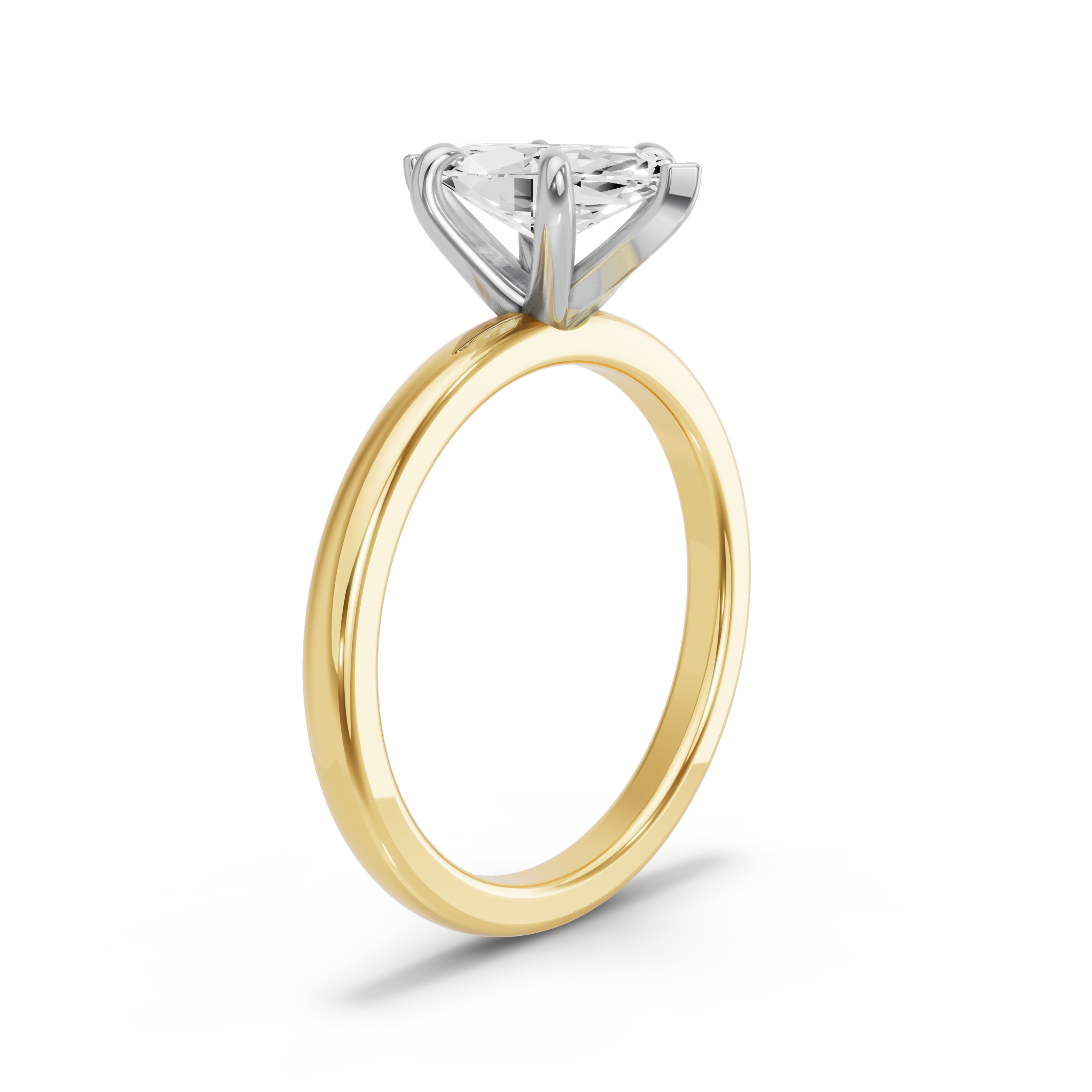 Image for Marquise Six Prong Ring with Solitaire band in 10K Two Tone Yellow Gold