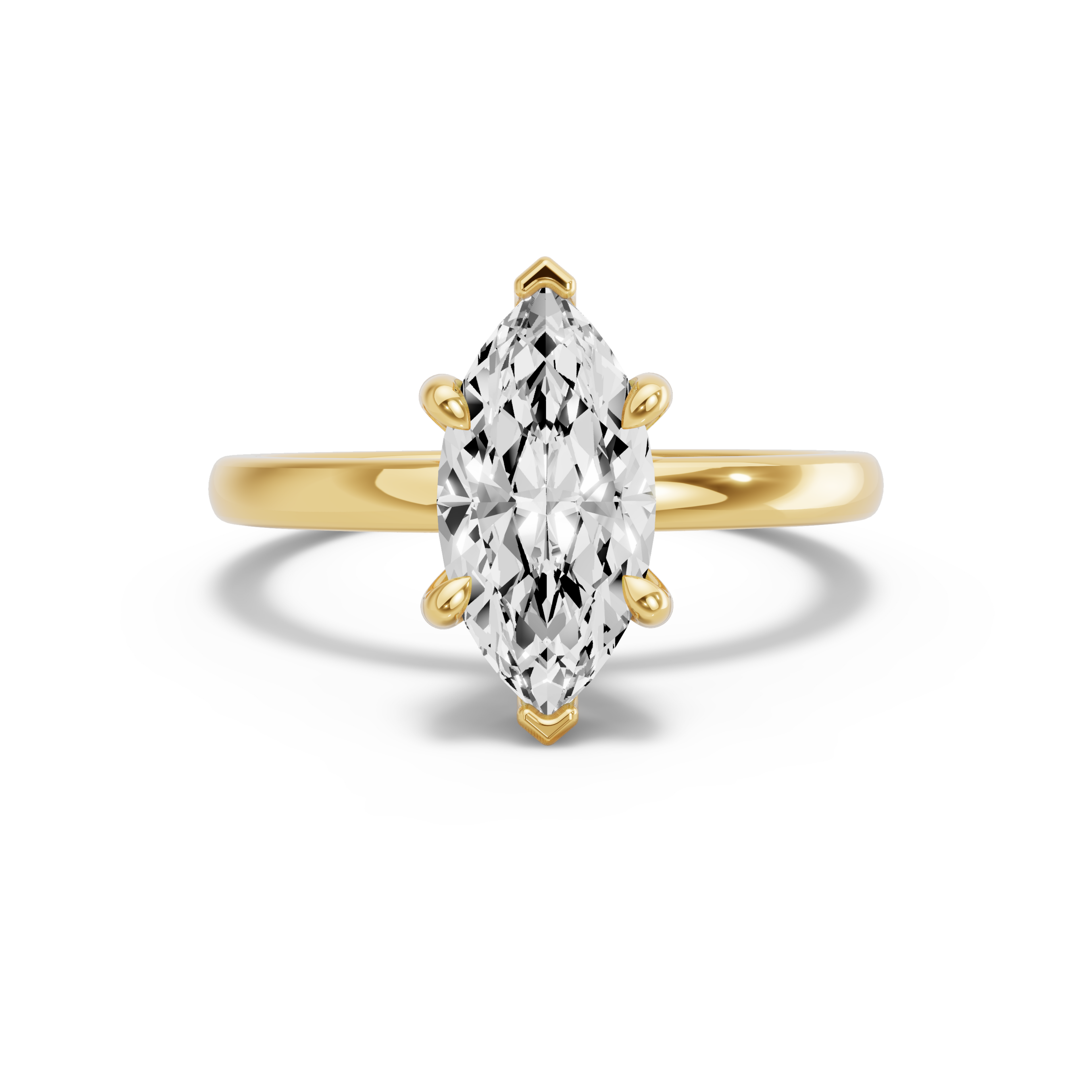 Image for Marquise Six Prong Ring with Solitaire band in 10K Yellow Gold