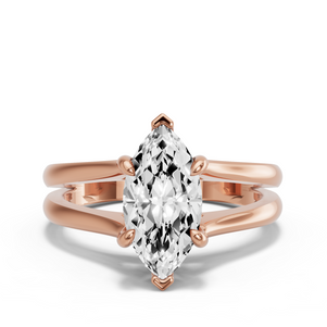 Image for Marquise Six Prong Ring with Split Ring Solitaire band