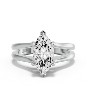 Image for Marquise Six Prong Ring with Split Ring Solitaire band