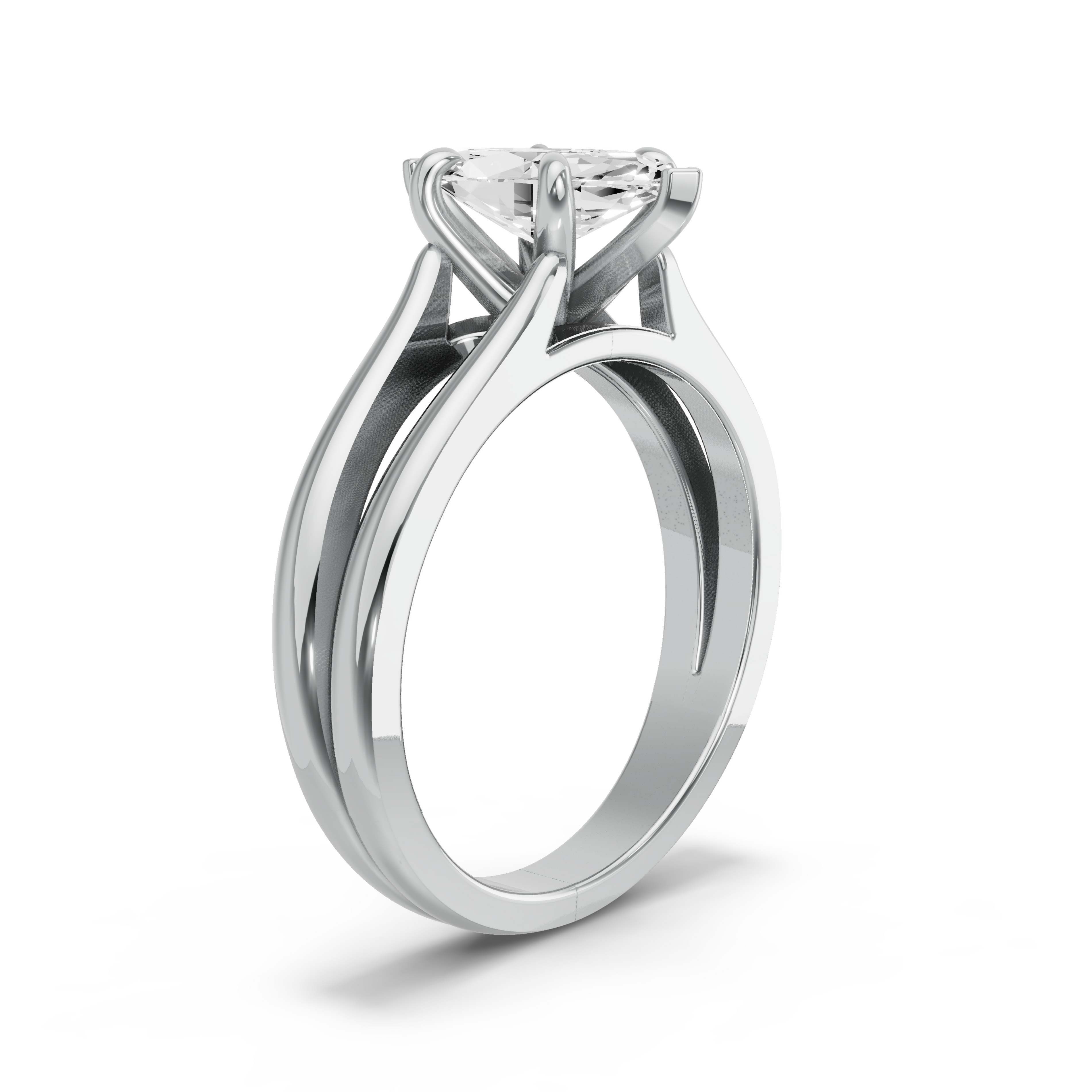 Image for Marquise Six Prong Ring with Split Ring Solitaire band in 950 Platinum