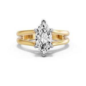 Image for Marquise Six Prong Ring with Split Ring Solitaire band