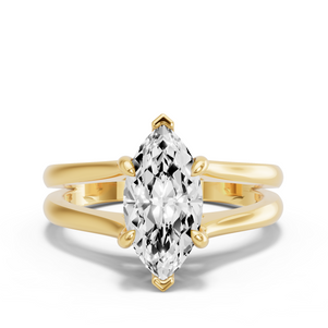 Image for Marquise Six Prong Ring with Split Ring Solitaire band