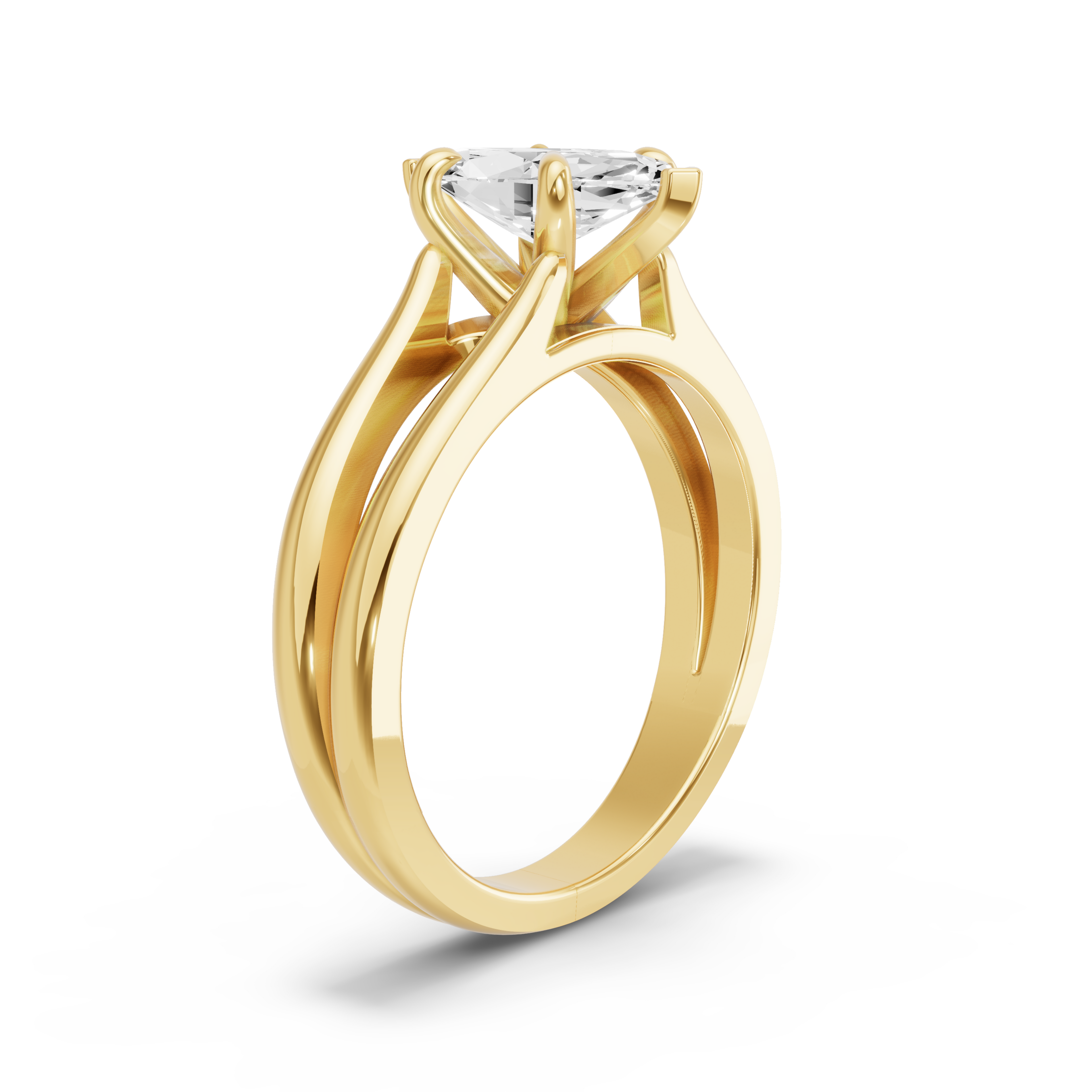 Image for Marquise Six Prong Ring with Split Ring Solitaire band in 10K Yellow Gold