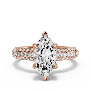 Image for Marquise Six Prong Ring with Triple Row Pave band