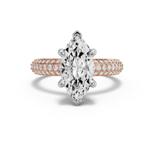 Image for Marquise Six Prong Ring with Triple Row Pave band