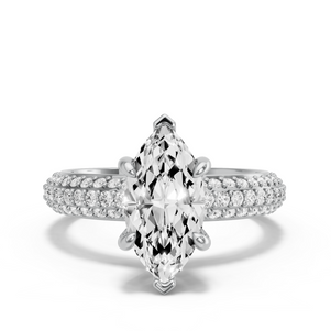 Image for Marquise Six Prong Ring with Triple Row Pave band
