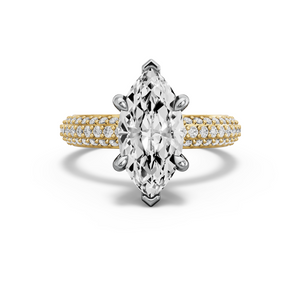 Image for Marquise Six Prong Ring with Triple Row Pave band