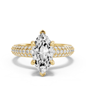 Image for Marquise Six Prong Ring with Triple Row Pave band