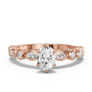 Image for Oval Six Prong Ring with Alternating Marquise band