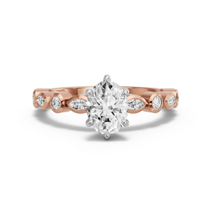 Image for Oval Six Prong Ring with Alternating Marquise band