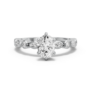 Image for Oval Six Prong Ring with Alternating Marquise band