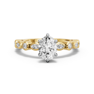 Image for Oval Six Prong Ring with Alternating Marquise band