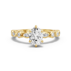 Image for Oval Six Prong Ring with Alternating Marquise band
