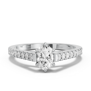 Image for Oval Six Prong Ring with Cathedral Pave band