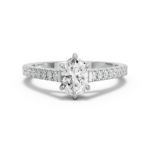 Image for Oval Six Prong Ring with Cathedral Pave band