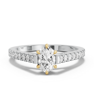 Image for Oval Six Prong Ring with Cathedral Pave band