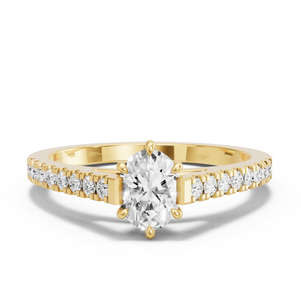 Image for Oval Six Prong Ring with Cathedral Pave band