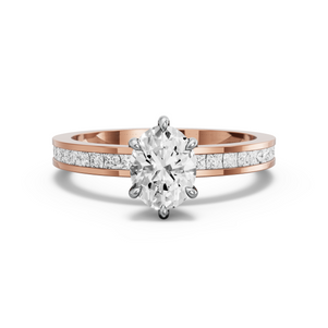 Image for Oval Six Prong Ring with Channel band