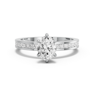 Image for Oval Six Prong Ring with Channel band