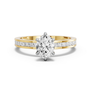 Image for Oval Six Prong Ring with Channel band