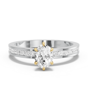 Image for Oval Six Prong Ring with Channel band