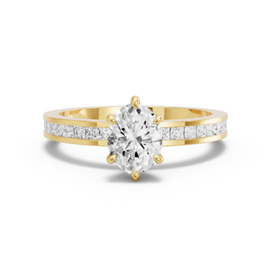 Image for Oval Six Prong Ring with Channel band