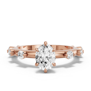 Image for Oval Six Prong Ring with Floating Station band