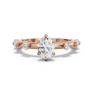 Image for Oval Six Prong Ring with Floating Station band