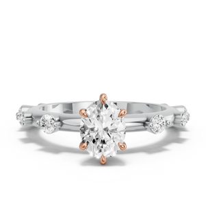 Image for Oval Six Prong Ring with Floating Station band