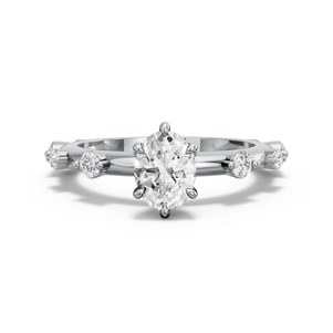 Image for Oval Six Prong Ring with Floating Station band