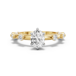 Image for Oval Six Prong Ring with Floating Station band