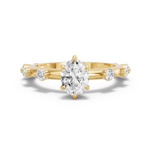 Image for Oval Six Prong Ring with Floating Station band
