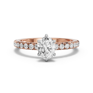 Image for Oval Six Prong Ring with French Pave band