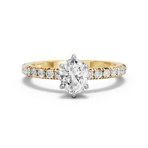 Image for Oval Six Prong Ring with French Pave band
