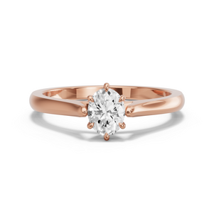 Image for Oval Six Prong Ring with Knife Edge Cathedral band