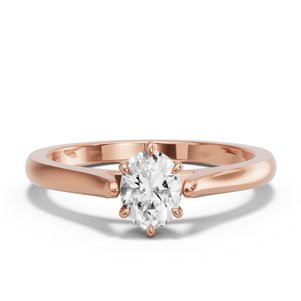 Image for Oval Six Prong Ring with Knife Edge Cathedral band