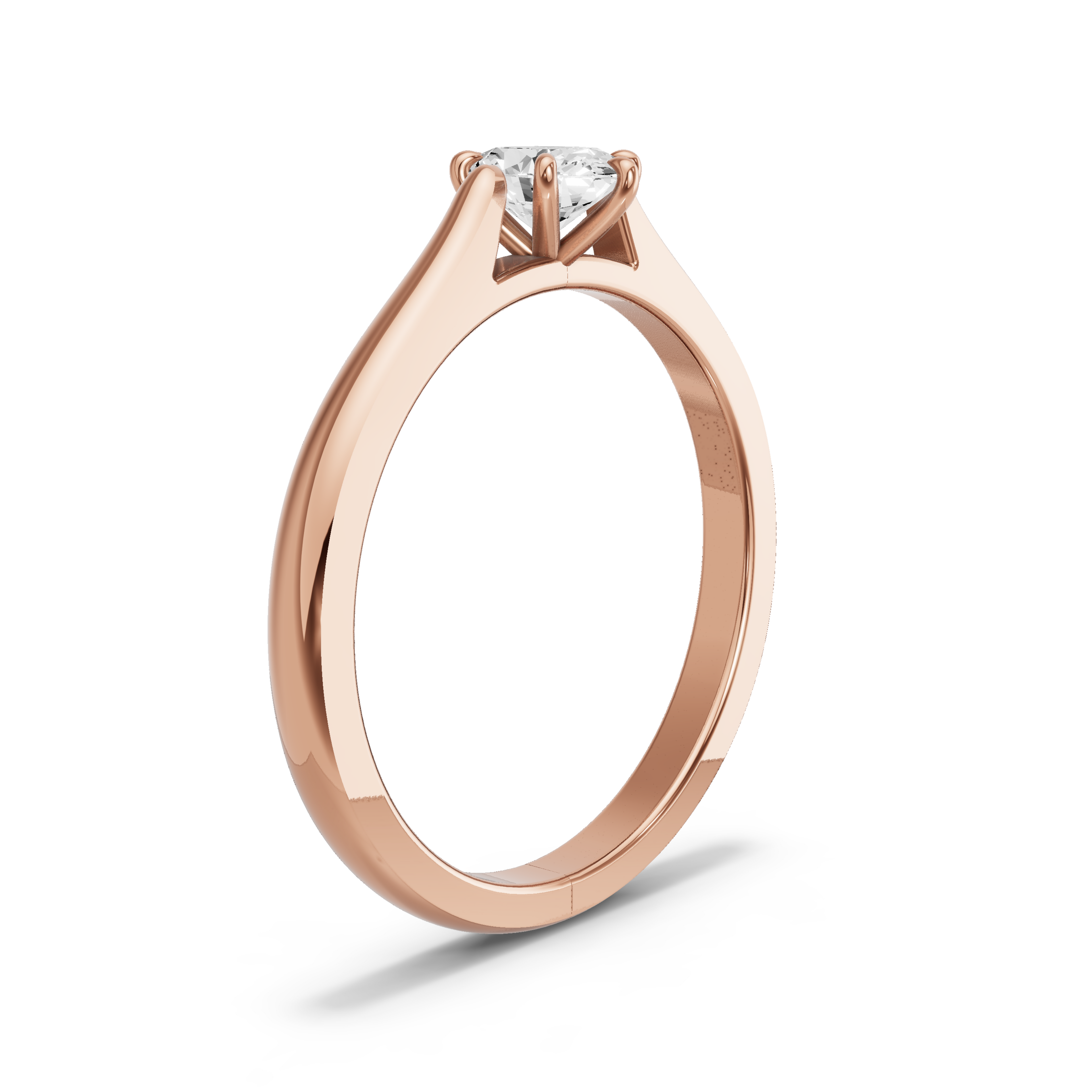 Image for Oval Six Prong Ring with Knife Edge Cathedral band in 18K Rose Gold