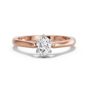 Image for Oval Six Prong Ring with Knife Edge Cathedral band