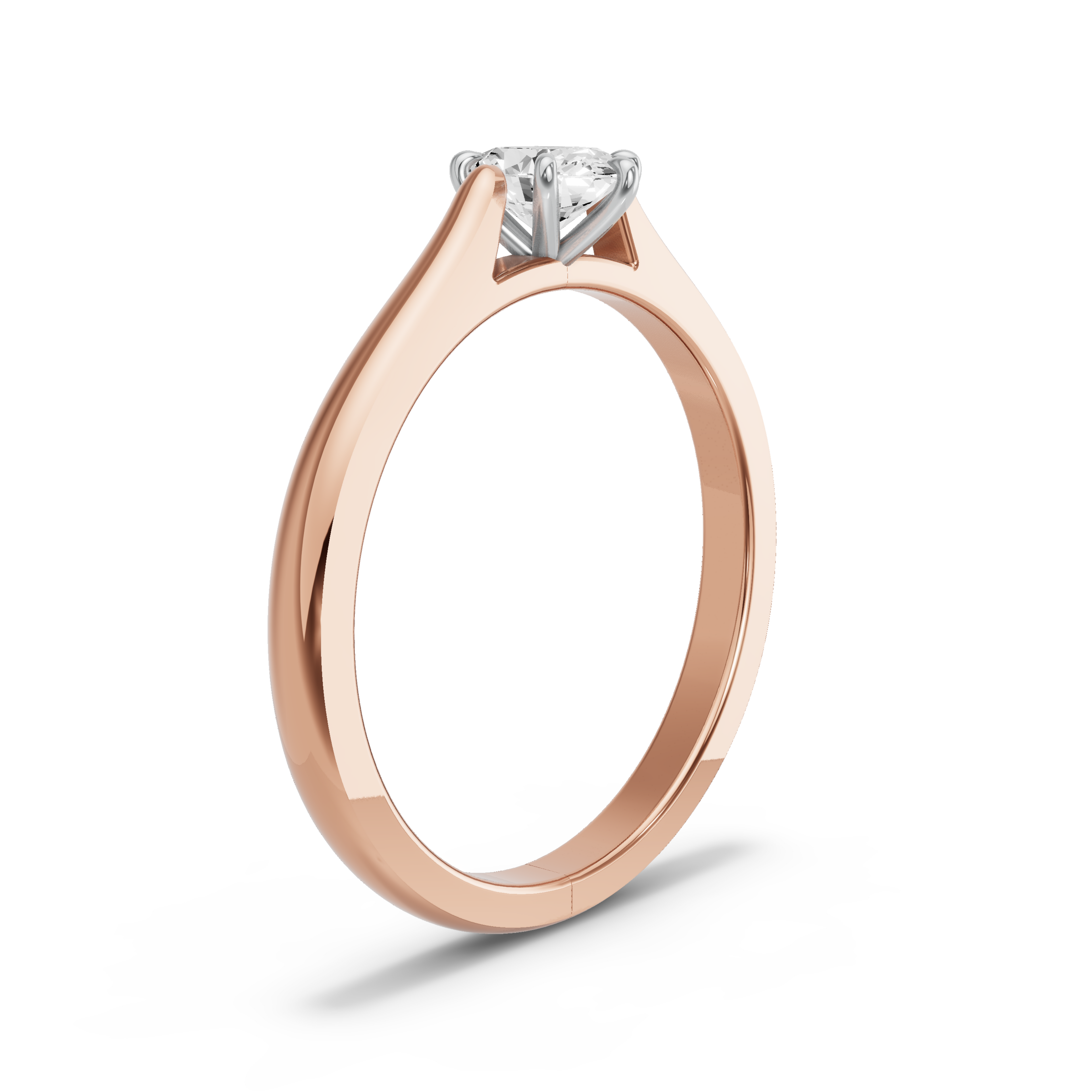 Image for Oval Six Prong Ring with Knife Edge Cathedral band in 10K Two Tone Rose Gold