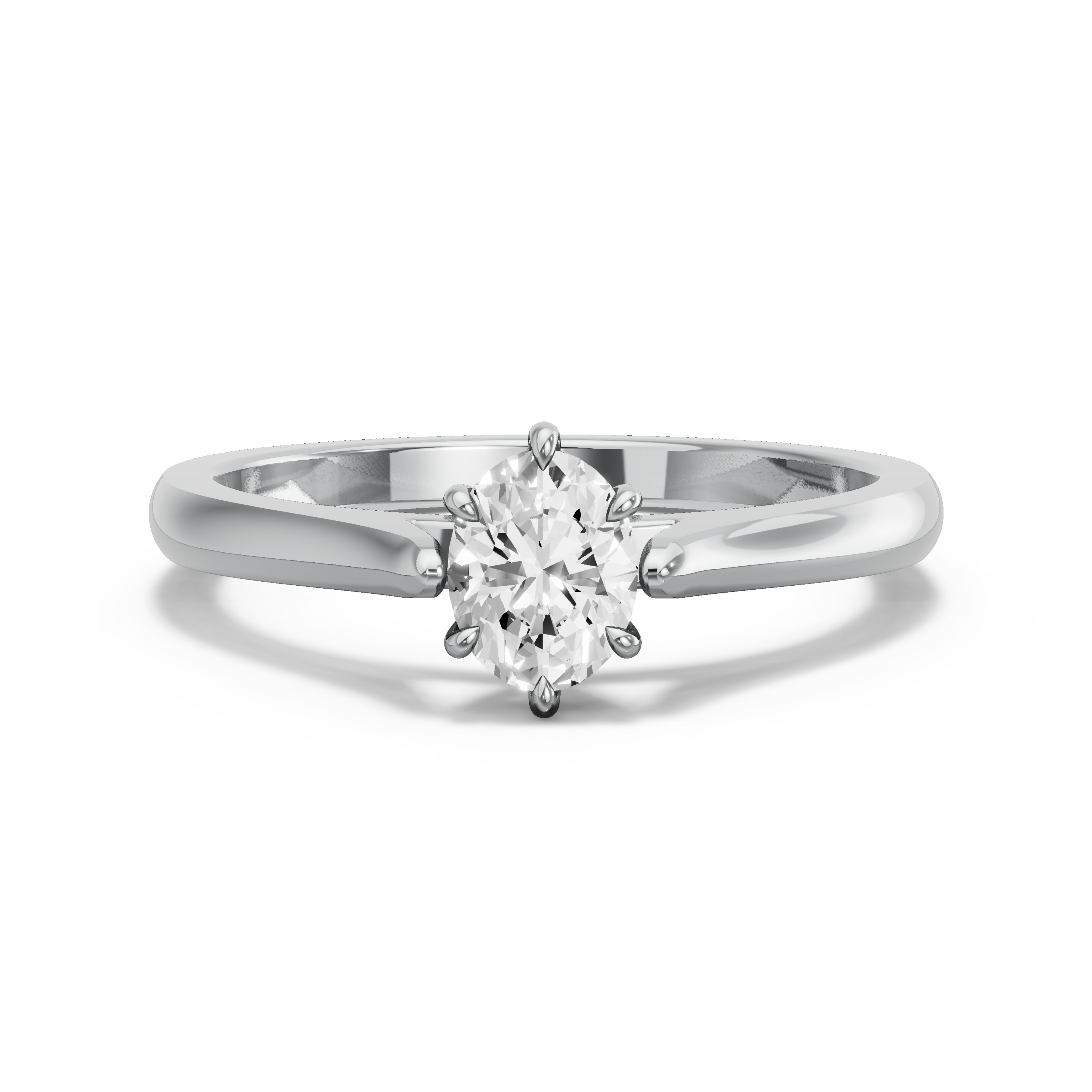 Image for Oval Six Prong Ring with Knife Edge Cathedral band in 950 Platinum