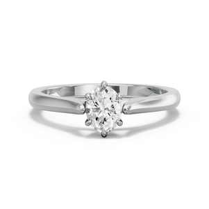 Image for Oval Six Prong Ring with Knife Edge Cathedral band
